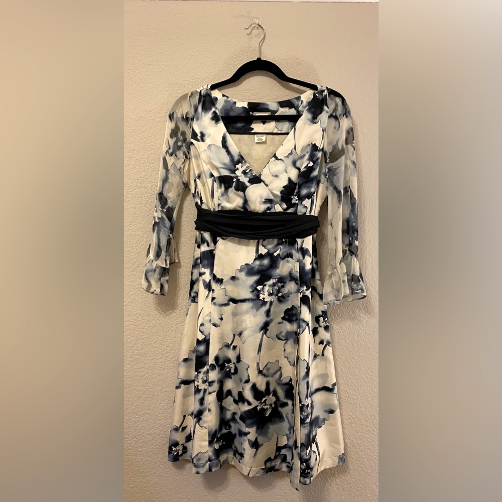 Faux wrap silk dress